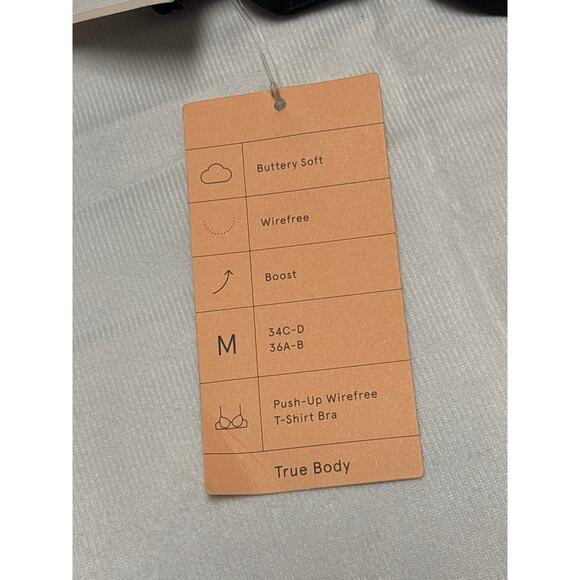 True True Body Push Up Wirefree T-Shirt Bra Sz M Black Adjustable Straps Stretch - Picture 6 of 7
